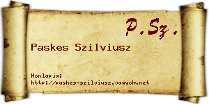 Paskes Szilviusz névjegykártya